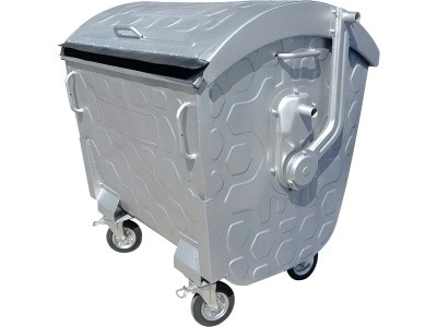 Мусорный контейнер 1 100л. на колесах с крышкой, оцинкованный, код: 39352
