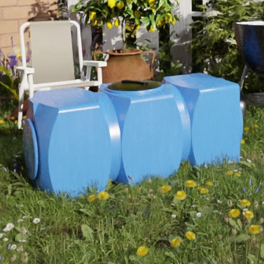 Ёмкость К 500 л. горизонтальная с отводом голубая