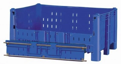 Большой пластиковый контейнер Модель 1600, 1600х1050х715 мм перфорированный со съёмной дверцей