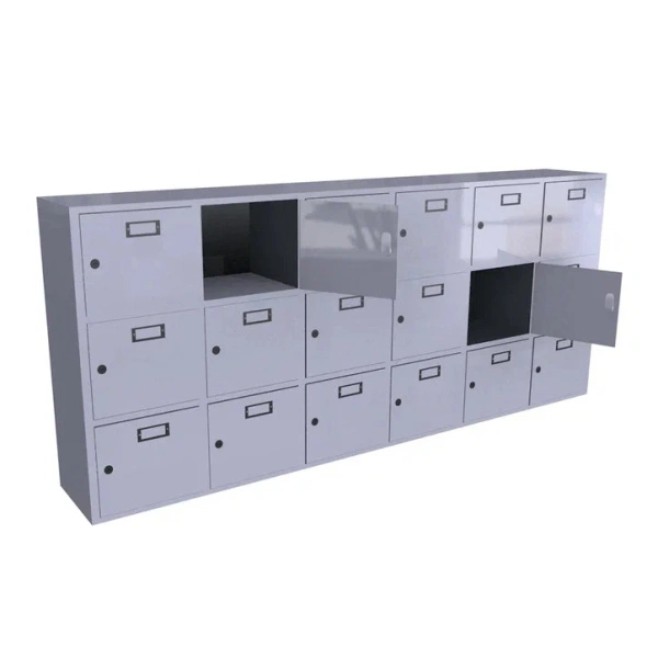 Шкаф для касок на 18 ячеек (3х6) 1011x2408x350 мм Светло-серый