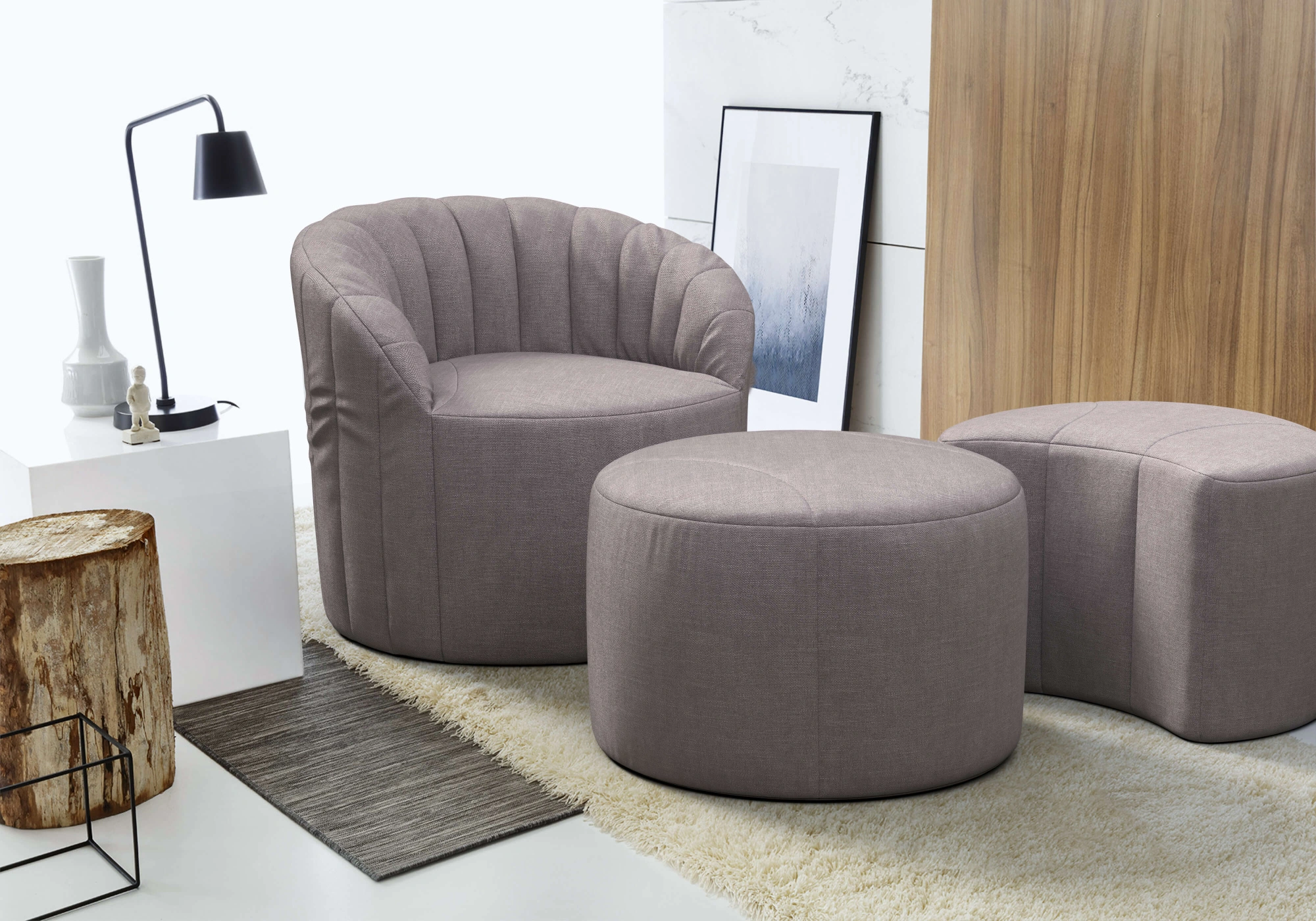 Пуф Шелл Луна ткань Вельвет-люкс