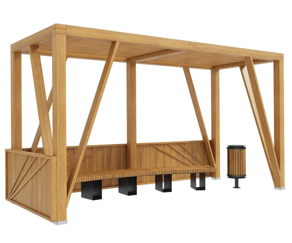 Навес теневой тип 5 Комплект со стенкой, скамейкой и урной