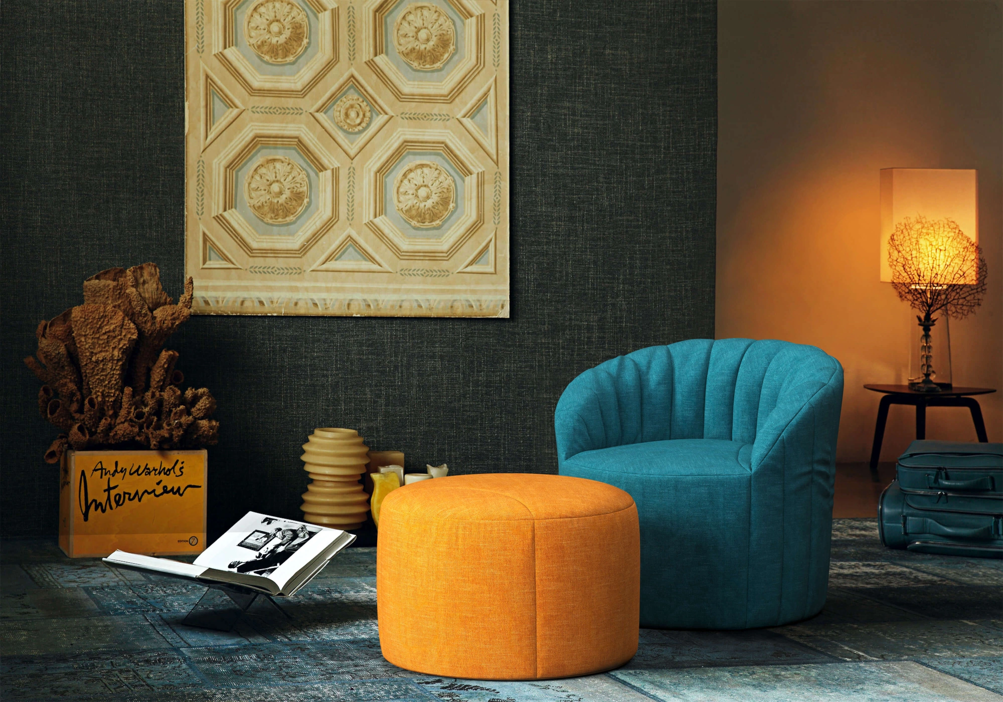 Пуф Шелл Солнце ткань Вельвет-люкс