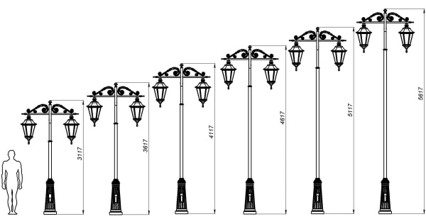 Фонарный столб Л-02-2 со светильниками 4,617 м