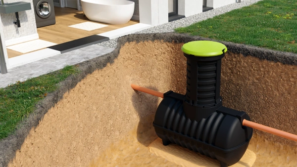 Автономная канализация Rostok Ground 12 с горловиной 600 мм и принудительным отведением стоков 