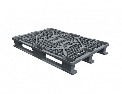Легкий перфорированный пластиковый поддон 1200х800х150 с тремя полозьями