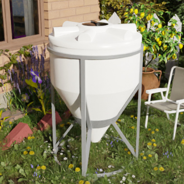 Емкость конусная 60 градусов белая, крышка 350мм