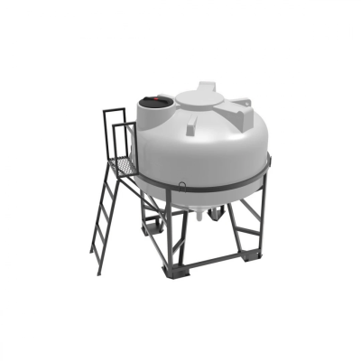 Емкость ЦКТ 3000 л с патрубком 160мм под плотность до 1,2 г/см³ белая в обрешетке с лестницей