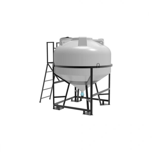 Емкость ЦКТ 3000 л с патрубком 110мм с фланцем под плотность до 1,2 г/см³ белая в обрешетке с лестницей