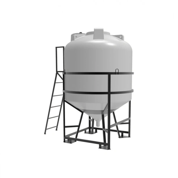 Емкость ЦКТ 5000 л с патрубком 110мм белая в обрешетке с лестницей