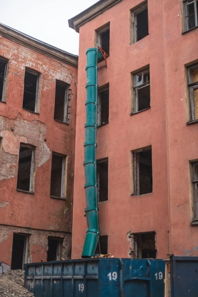 Мусоросброс секция прямая (усиленная) зеленый, без цепей 